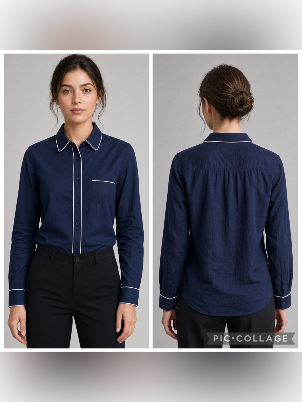BROOKS BROTHERS Women’s Navy Blue RED FLEECE Button Up Long Sleeve Blouse Size 4